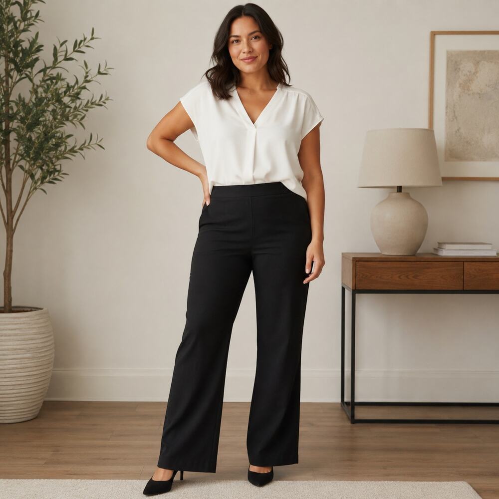 Halara black flare stretch work pants XL travel basic staple